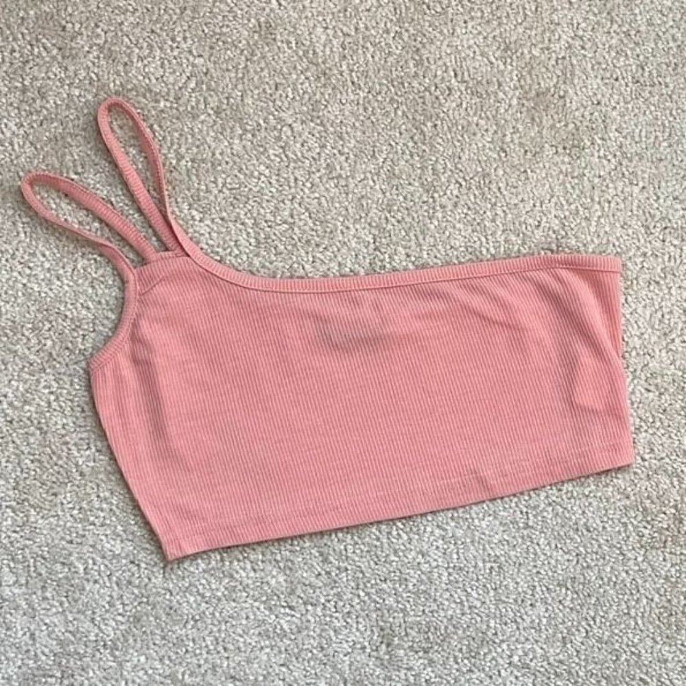 Strappy One Shoulder Ribbed Crop Top NWOT - Small